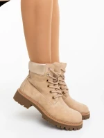 Ghete dama bej din piele ecologica Adesina