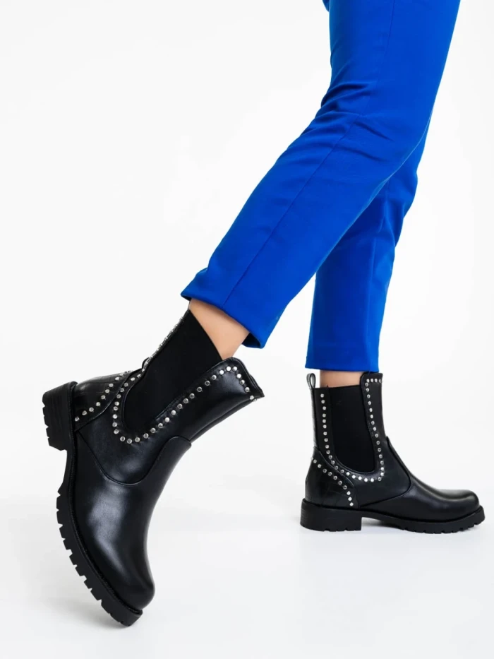 Botine dama  negre din piele ecologica Amara