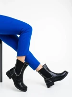 Botine dama  negre din piele ecologica Amara