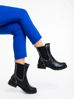 Botine dama  negre din piele ecologica Amara