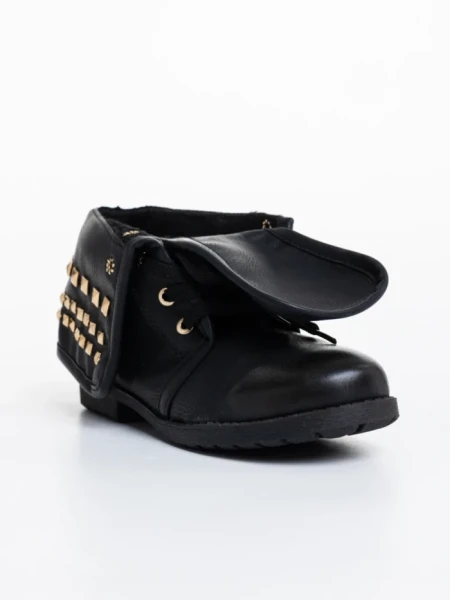 Ghete copii negre din piele ecologica Aura