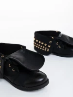 Ghete copii negre din piele ecologica Aura