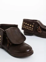 Ghete copii maro din piele ecologica Aura