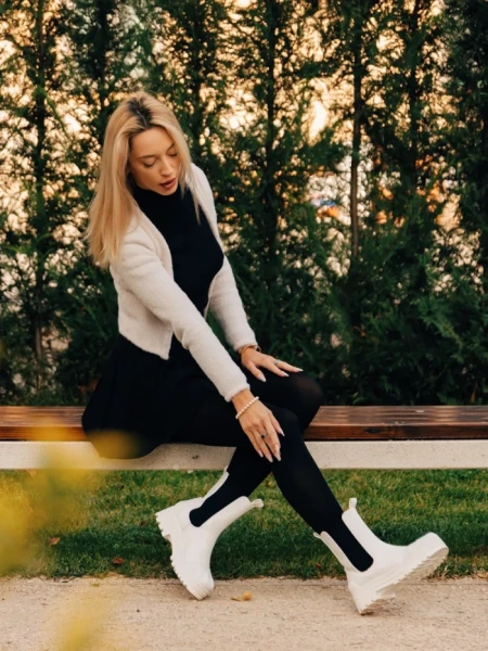 Cizme dama Belisa bej cu negru