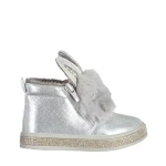 Cizme copii argintii din piele ecologica Devra