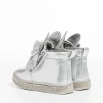 Cizme copii argintii din piele ecologica Devra