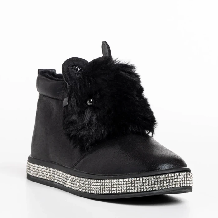 Cizme copii negre din piele ecologica Devra