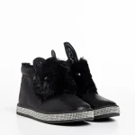 Cizme copii negre din piele ecologica Devra