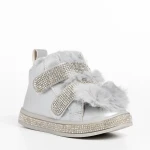 Cizme copii argintii din piele ecologica Taffy