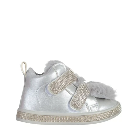 Cizme copii argintii din piele ecologica Taffy