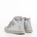Cizme copii argintii din piele ecologica Taffy