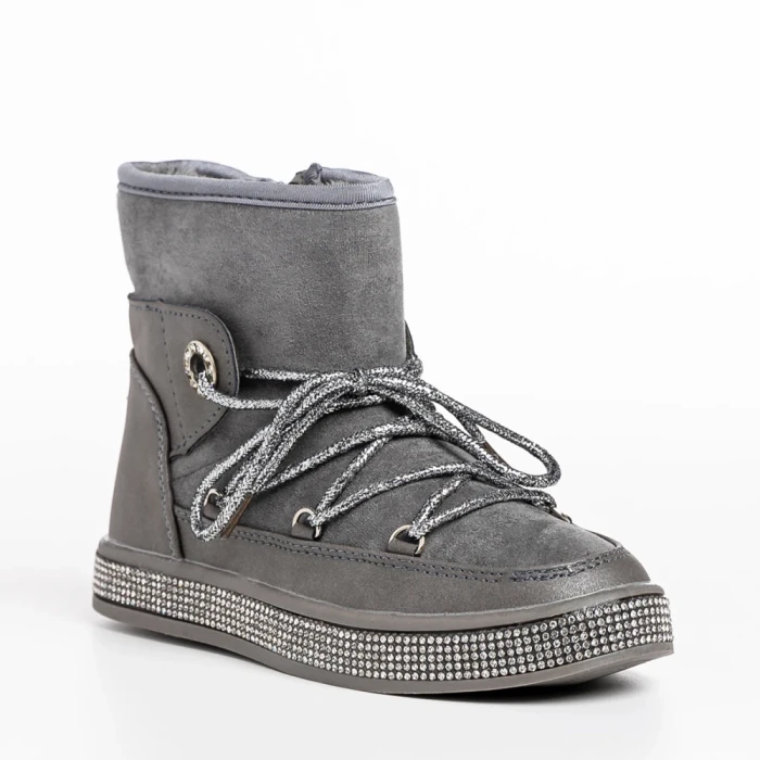 Cizme copii gri din piele ecologica Crayola