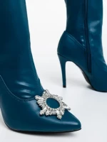 Botine dama albastre din piele ecologica Corissa