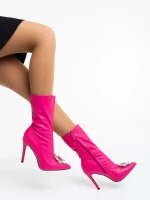 Botine dama fucsia din piele ecologica Corissa