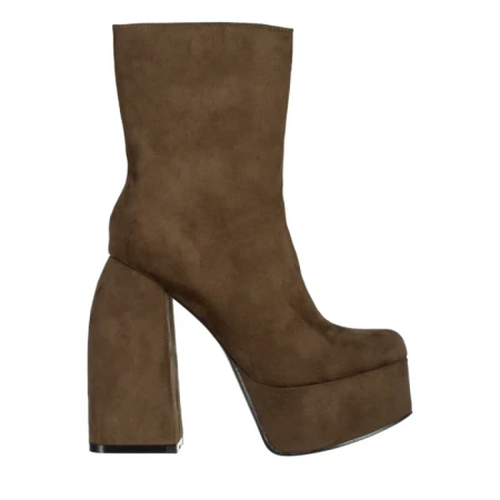 Botine dama verzi din material textil cu toc Edie