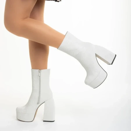 Botine dama bej din material textil Iriana