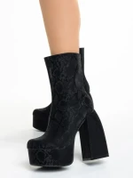 Botine dama negre din material textil Iriana