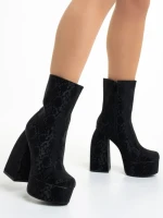 Botine dama negre din material textil Iriana