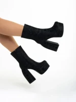 Botine dama negre din material textil Iriana
