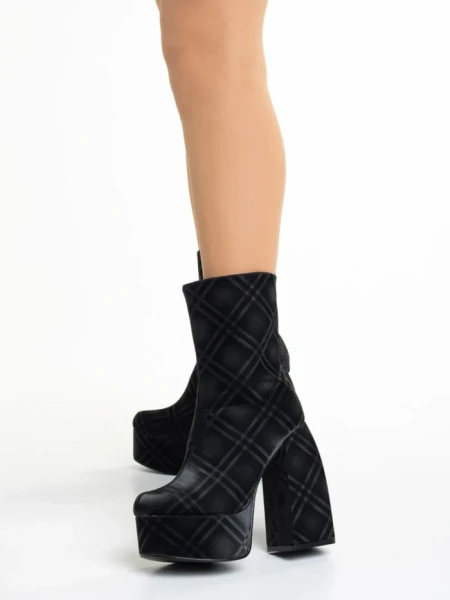 Botine dama negre din material textil Bluma