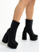 Botine dama negre din material textil Bluma