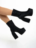 Botine dama negre din material textil Bluma