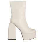 Botine dama bej din piele ecologica Olinda