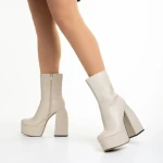 Botine dama bej din piele ecologica Olinda