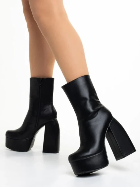 Botine dama negre din piele ecologica Olinda