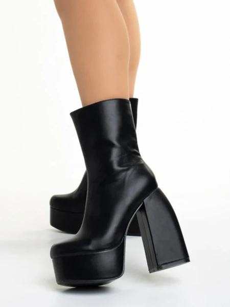 Botine dama negre din piele ecologica Olinda