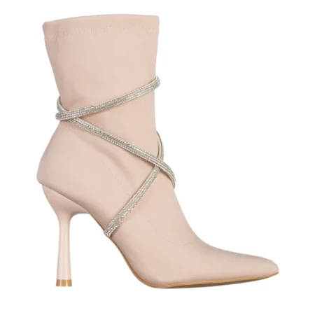 Botine dama bej din material textil Daila