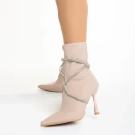 Botine dama bej din material textil Daila