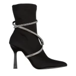 Botine dama negre din material textil Daila