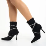 Botine dama negre din material textil Daila