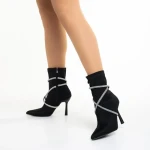 Botine dama negre din material textil Daila