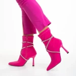 Botine dama fucsia din material textil Daila