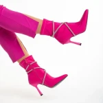 Botine dama fucsia din material textil Daila