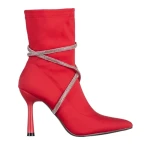 Botine dama rosii din material textil Daila