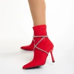 Botine dama rosii din material textil Daila