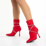 Botine dama rosii din material textil Daila