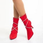 Botine dama rosii din material textil Daila