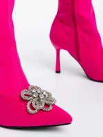 Botine dama fucsia din material textil Taniel