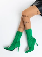 Botine dama verde din material textil Taniel