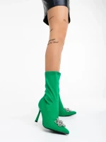 Botine dama verde din material textil Taniel