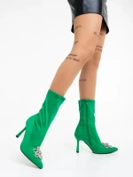 Botine dama verde din material textil Taniel
