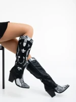 Cizme dama negre cu alb din piele ecologica Narelle