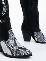 Cizme dama negre cu alb din piele ecologica Narelle