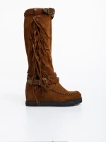 Cizme dama camel din material textil Ulyssa