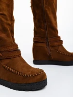 Cizme dama camel din material textil Ulyssa