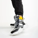 Pantofi sport dama negri cu argintiu din piele ecologica Rashia